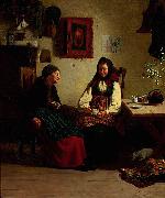 Jakob Kulle Allmogeinterior med kaffedrickande kvinnor oil painting reproduction